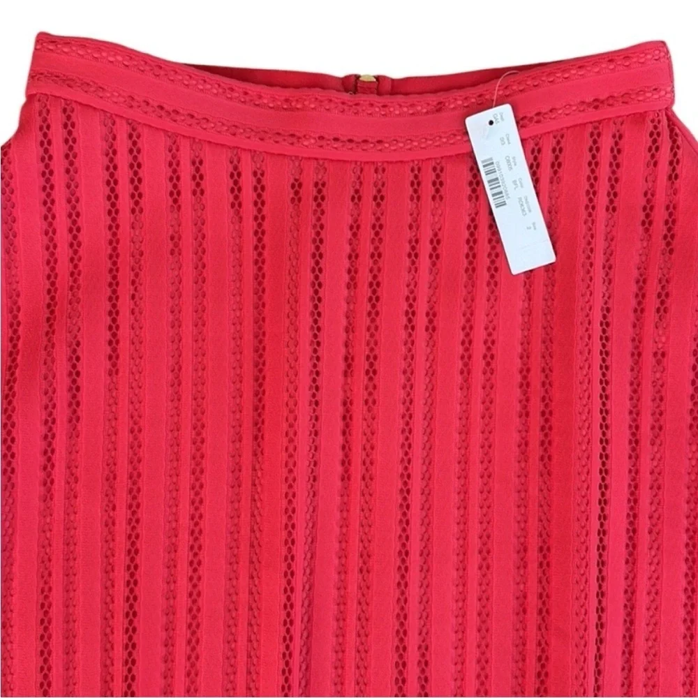 NWT J. Crew Striped Eyelet Skirt Bright Flame Size 2 - Picture 3 of 10